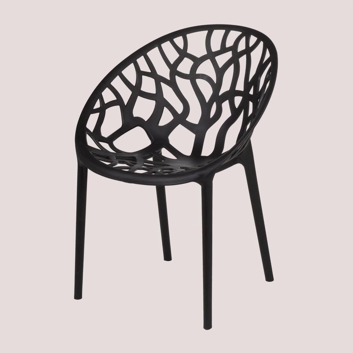 SKLUM Set van 4 Ores stapelbare eetkamerstoelen Zwarte Koolstof