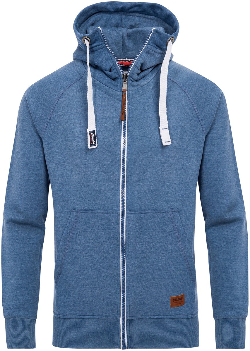 Yazubi Heren Hoodie Jacob – Regular Fit – Katoenmix Stretch – Lichtblauw – Rits & Kap