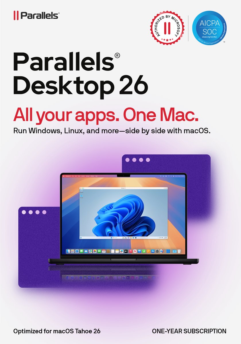 Parallels Desktop - 1 Jaar Abonnement - Windows op een Mac - Mac Download