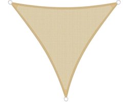 Brigros - Driehoekig zonnezeil HDPE 180 g/m², UV-bestendig met roestvrijstalen ringen, zonnezeil 3 x 3 x 3 m, 4 x 4 x 4 m, 5 x 5 x 5 m, zonnezeil voor buiten (beige, 4 x 4 x 4)