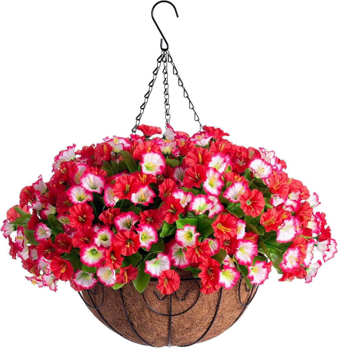 Hangende Kunstbloemen - Nep Bloemen Mand - Decoratie Buiten - Weerbestendig - 35 x 35 x 53