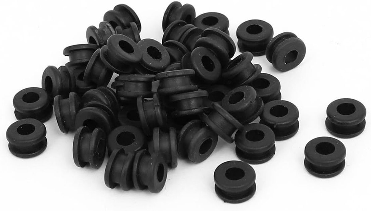 50 Stuks Zwarte Rubber Grommets 5mm Kabelbeschermringen voor Elektrische Draad en Stekkers