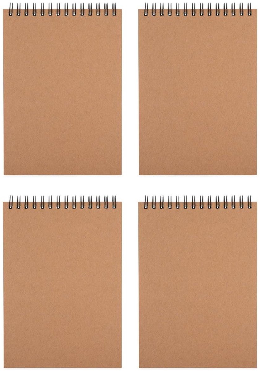 Notitieblokken Set - Schrijfblokken Agenda - Notities Maken - Kraft Papieren Hoezen - 5 x 7 Inch - Bruin