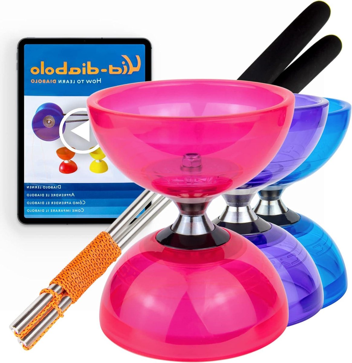 Professionele Diabolo Set - Jongleerset Lager - Jongleren met Stabiliteit - Eenrichtingslager As - M - Helder Roze