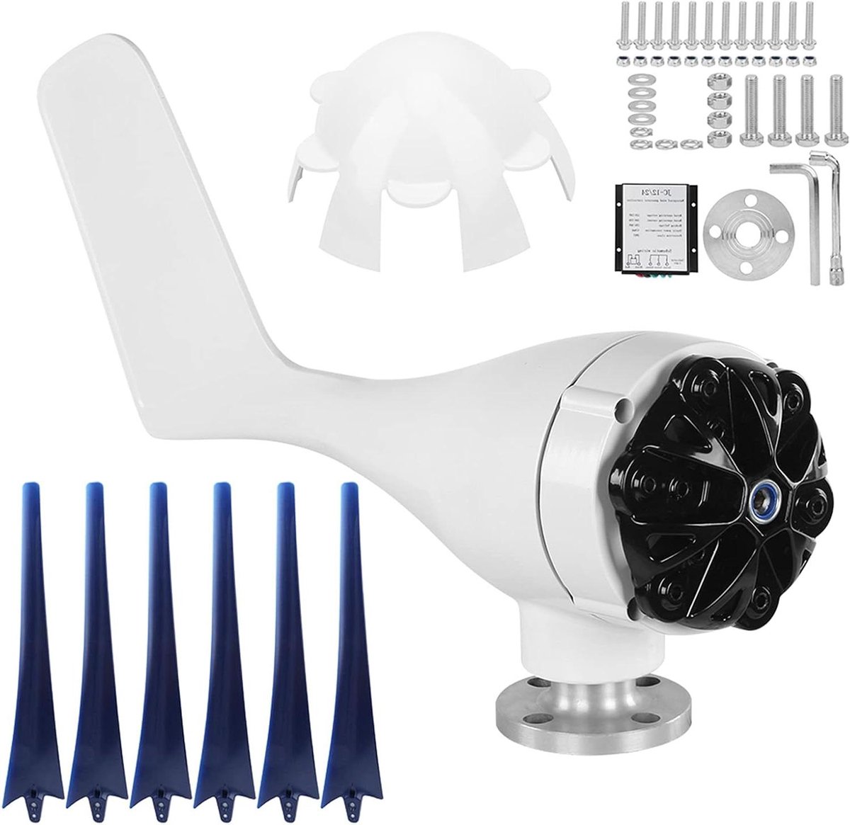 Mini Windturbine Generator - Geluidsarme Windturbine - Energie Opwekken - 6 Bladen Ontwerp - 200 Watt - Blauw