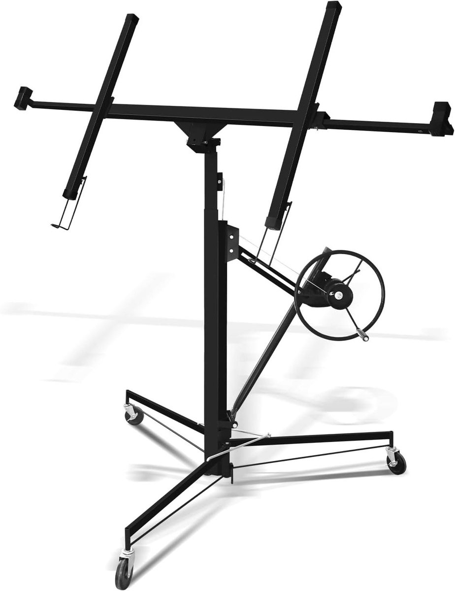Plaatlift XXL - Gipsplaatlift Hefbrug - Plaatmateriaal Monteren - Inklapbaar Stabiliteit - 140-350 cm - Zwart