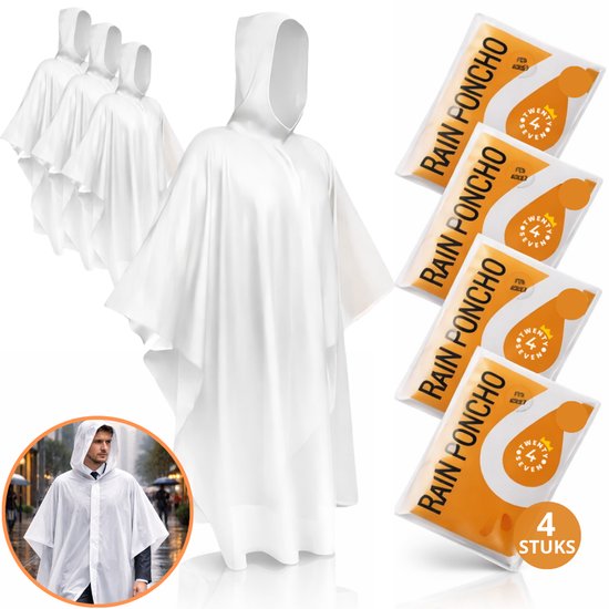 Twenty4seven® Poncho Set - 4 Stuks - Fietsponcho & Regenponcho - Regenpak Transparant - Waterdicht tegen Regen