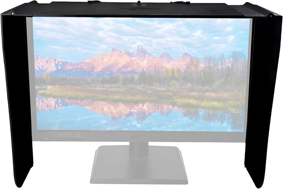 Monitor Zonnescherm - Privacy Kap - Verminder Gluren - Verstelbaar Ontwerp - 29-34 inch - Zwart