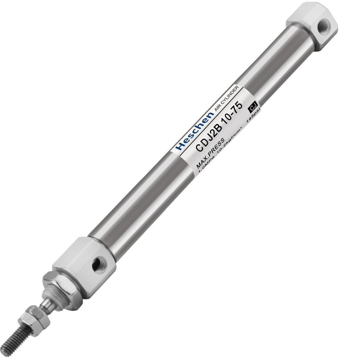 aladdien - Pneumatische cilinder - 10 mm Bore - 75 mm slag - Compact - M5 aansluiting - Geschikt voor industriële toepassingen - Zilver