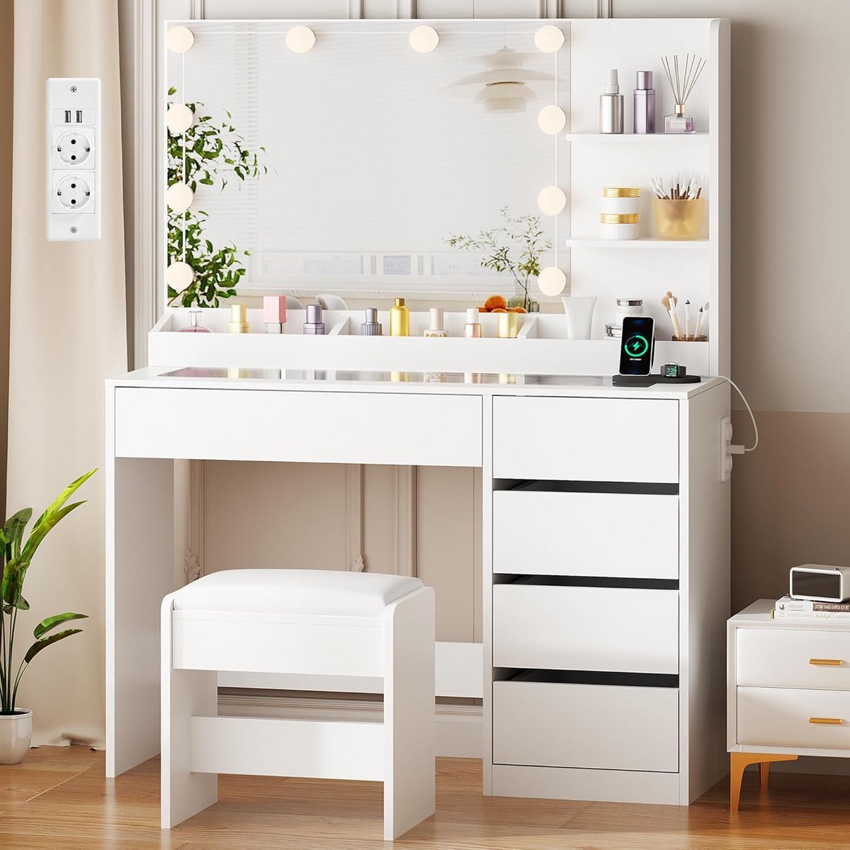 Kaptafel met Spiegel en Verlichting - Make-up Tafel - Make-up tafel - Minimalistisch