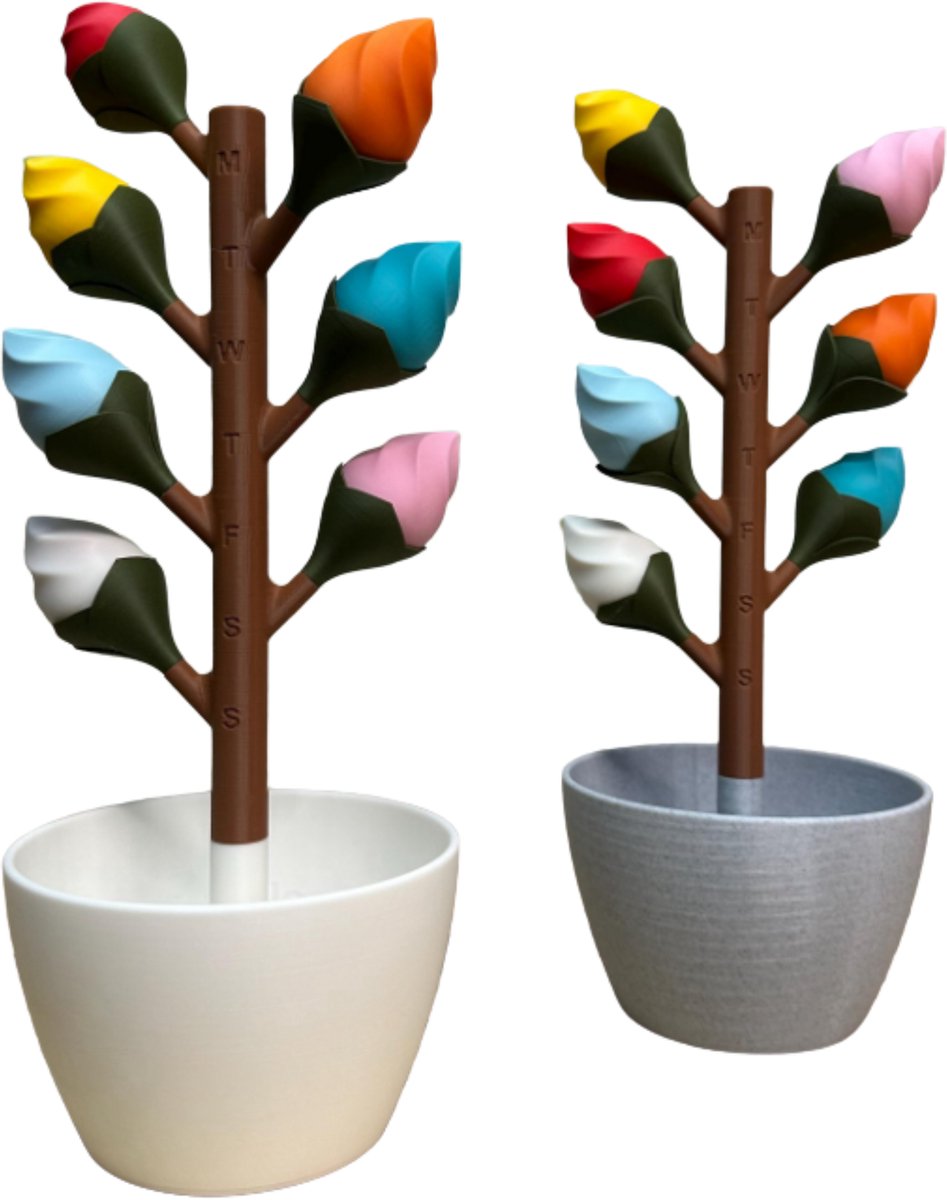 Pillendoos 7 Dagen – Bloem Design Medicijndoosje met Magnetische Bloemblaadjes (Regenboog)