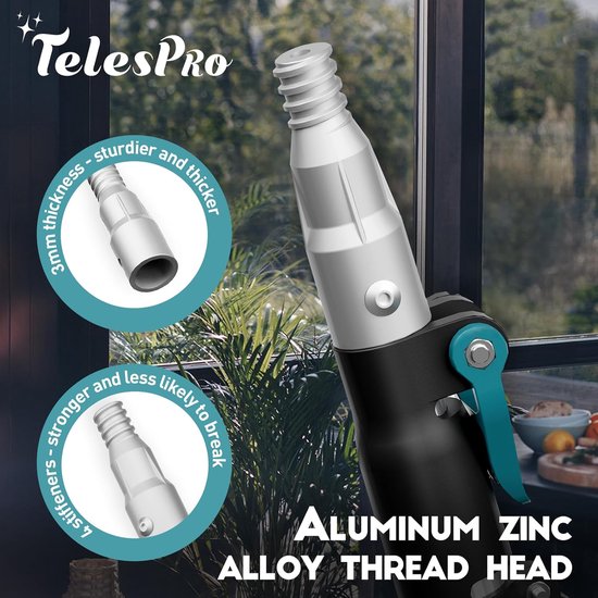20 meter spinnenwebstofdoek met verlengpaal, Webster spinnenwebstofdoek met 3-traps telescopische aluminium paal, spinnenwebborstel voor buiten- en binnenreiniging - bereik 20 meter en zachte — afbeelding 2