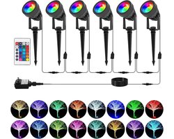 Kosiy T-SUNUS RGB Landscape Lights, 16 Color Changing LED Landscape Lights, Waterproof, RGB Flood Lights Garden Decorative Spotlights with Low Voltage Connector Remote Control 6
