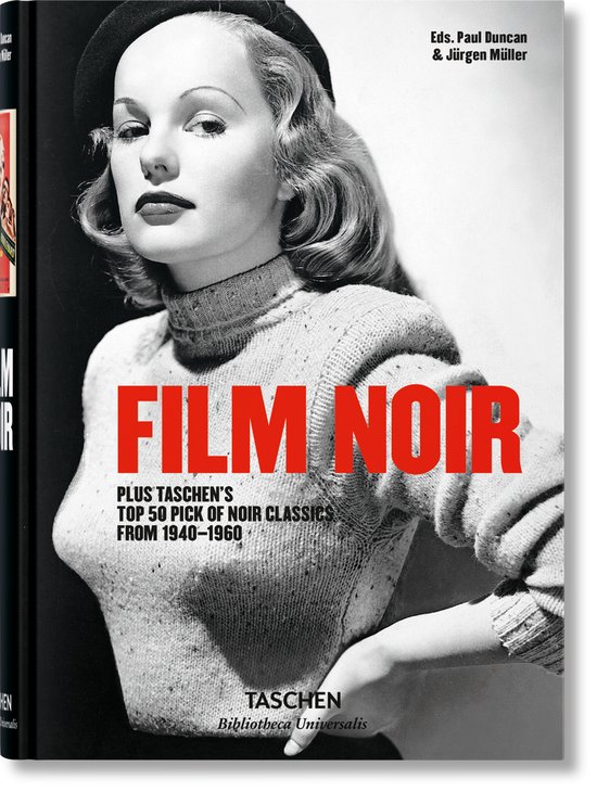 Femme en pull tricoté avec inscription FILM NOIR. Ed. Paul Duncan & Jürgen Müller. Taschen Bibliotheca Universalis.
