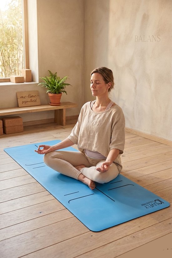 yoga mat -natuurlijk rubber - bio yogamat PU yogamat -ashtanga mat - pro grip - 183 cm x 81 cm x 4mm - petrol blauw van Koala Eco — afbeelding 2