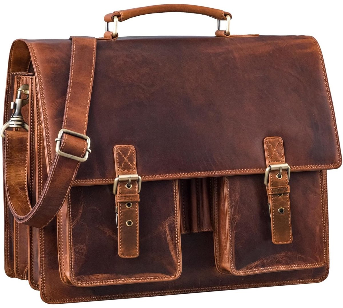 Leren Laptoptas - Laptoptas - Leren Tas - Luxe Leren Laptoptas - Werktas - Schoudertas - Business Tas - Leren Business Tas - 15,6 inch - Cognac - van Imperatoris