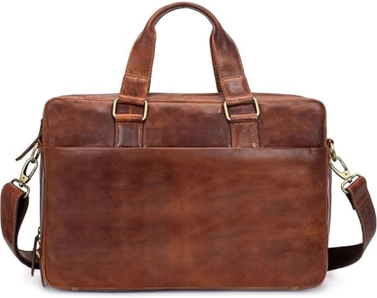 Leren Laptoptas - Laptoptas - Leren Tas - Luxe Leren Laptoptas - Werktas - Schoudertas - Business Tas - Leren Business Tas - 15,6 inch - Bruin - van Imperatoris