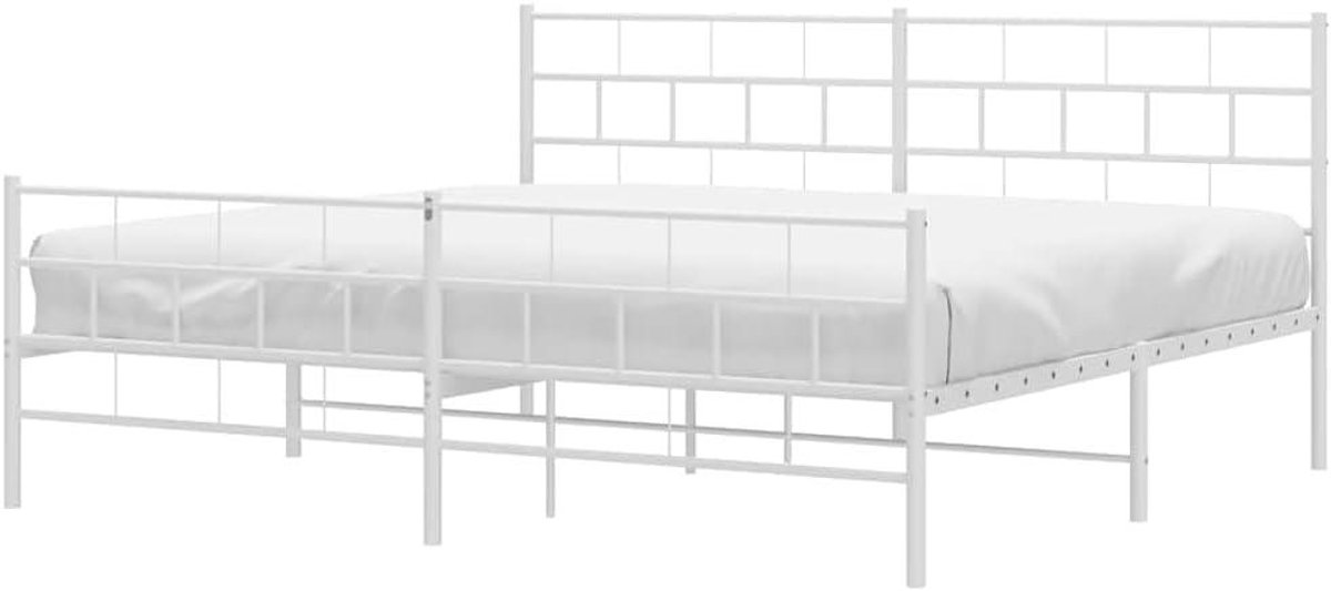 Metalen Bedframe - Ledikant Omkadering - Slaapkamer Inrichten - Robuuste Stalen Constructie - 183 x 213 cm - Wit
