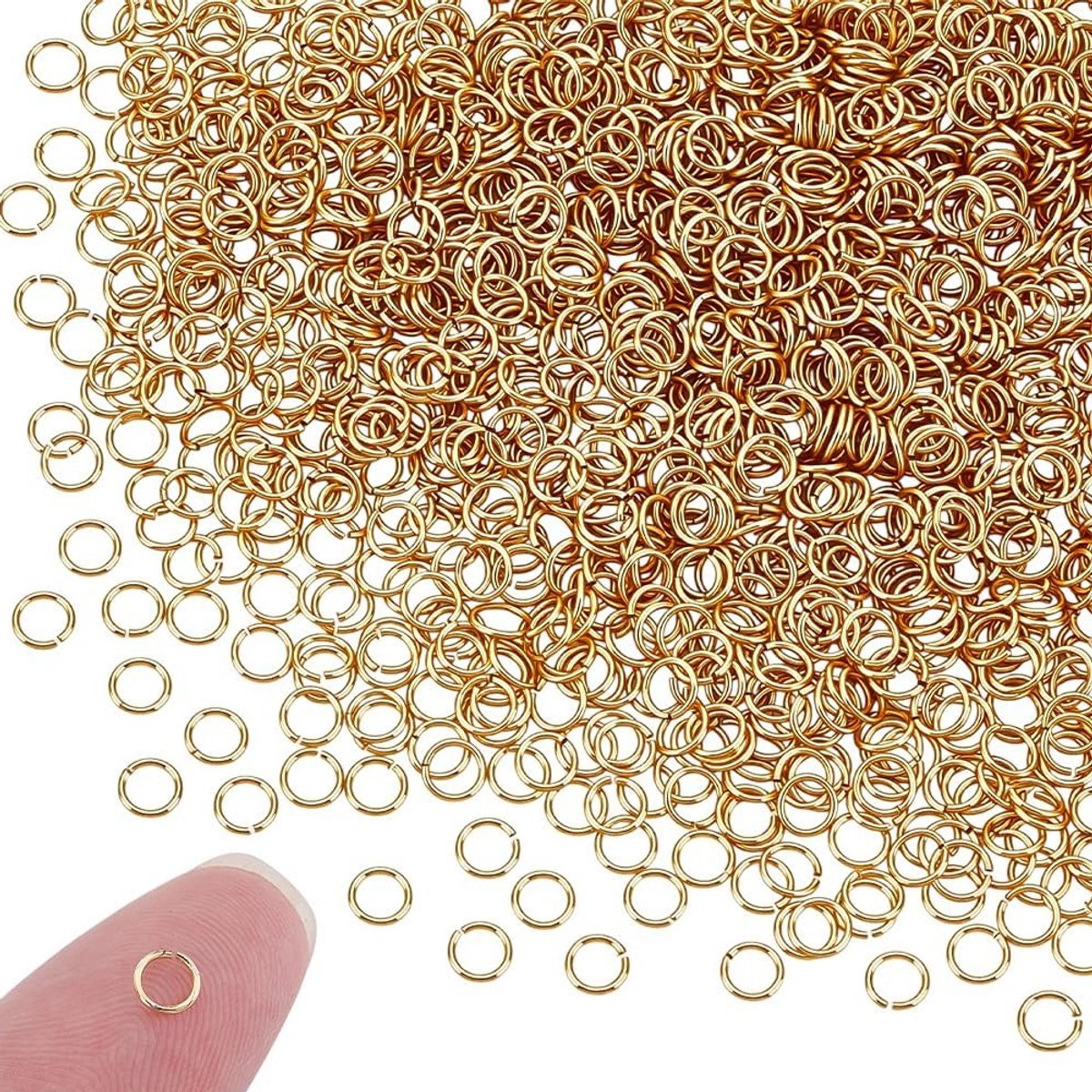 1400 Stuks Gouden Buigringen 4mm Echte 18K Vergulde Messing Ringen voor DIY Sieraden, Sleutelhangers en Armbanden