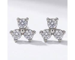 Lundholm Oorknopjes Dames Met Zirkonia Steentjes Zilverkleurig - Premium Stainless Steel Jewellery Oorbellen - Kleine Zilveren Oorbellen Zirkonia Studs verjaardag cadeau vrouw - Geschikt voor Tweede Gaatje - My Ziza Serie - Cadeau voor Haar Zilver