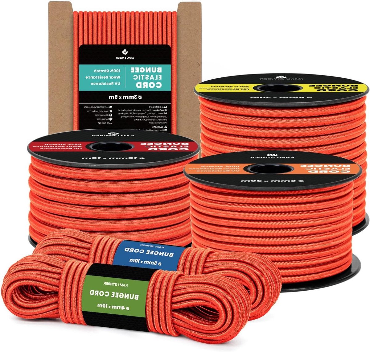 Rubberen Touw - Elastisch Koord Expandertouw - Spullen Vastzetten - UV- en Vochtbestendig - 5mm x 20m - Fluorescerend Oranje