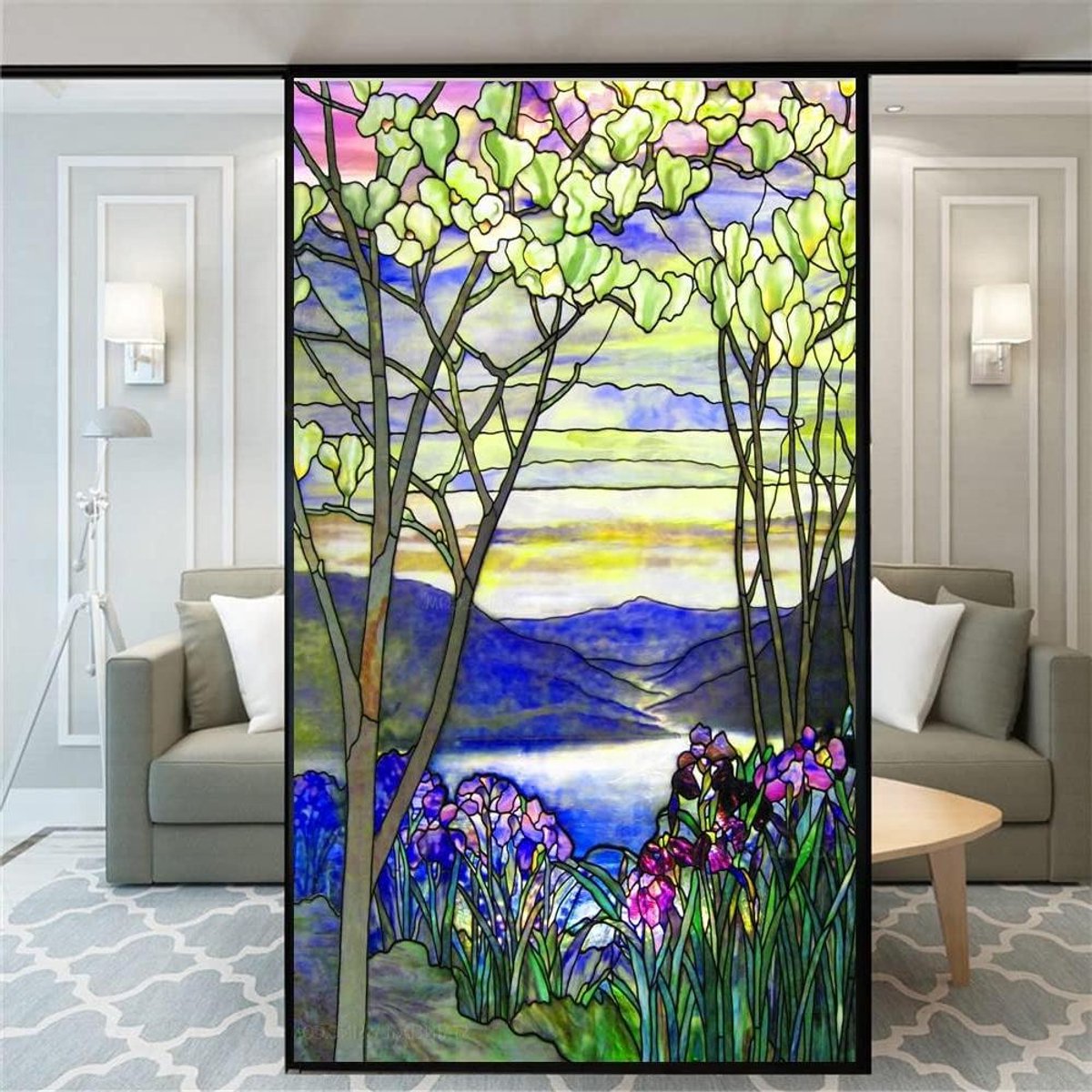 Raamfolie Bos - Raamsticker Glasfolie - Privacy in Huis - Zonder Lijm Statisch - 60 x 100 cm - Gekleurd
