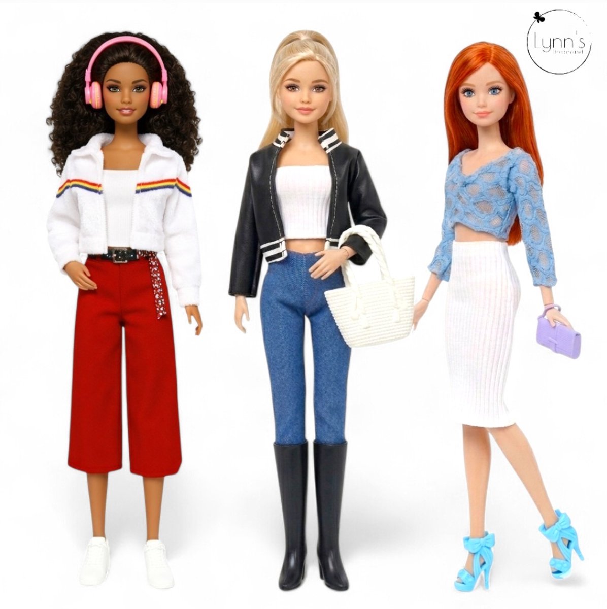 Lynn’s poppenkleetjes - Set ‘Hannah’ - Geschikt voor modepop - Set van 3 complete outfits - Cadeauzakje