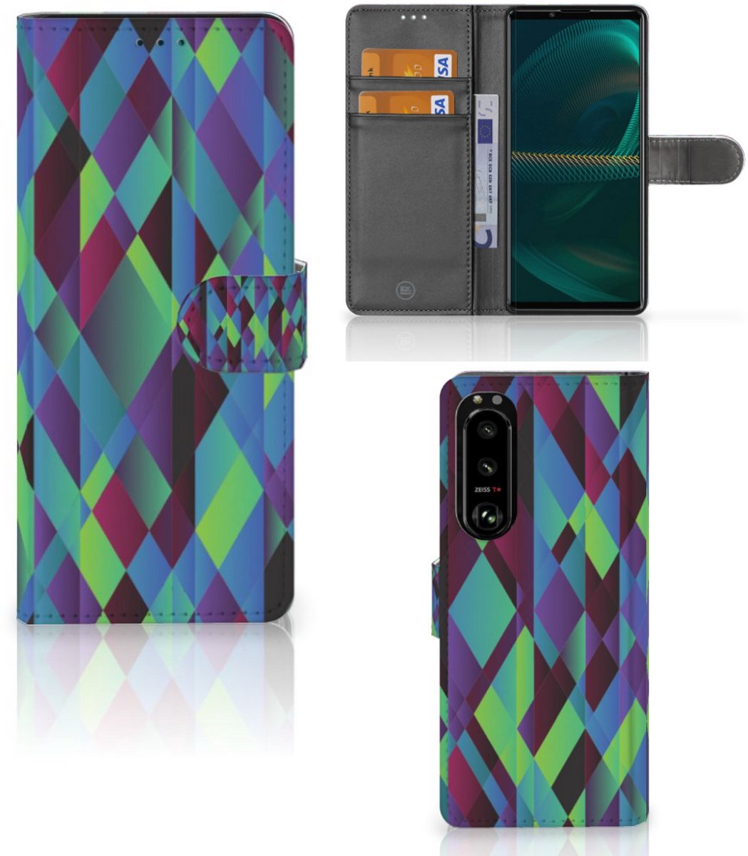 Sony Xperia 5III Book Case Abstract Green Blue