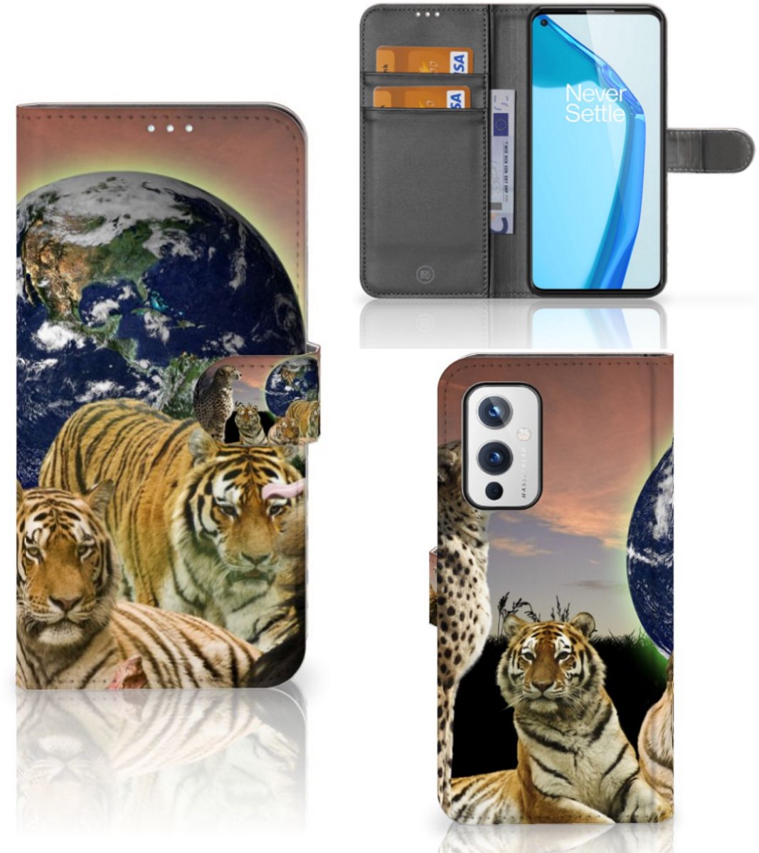 OnePlus 9 Telefoonhoesje met Pasjes Roofdieren
