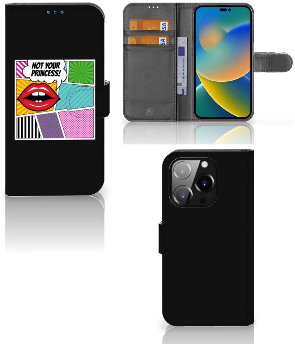 iPhone 14 Pro Wallet Case met Pasjes Popart Princess