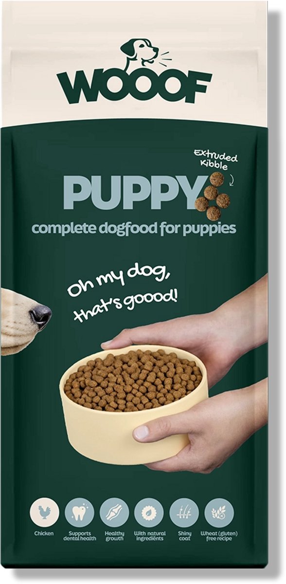 Wooof WOOOF Puppy 18kg - Krokant Hondenvoer - Puppy Hondenbrokken - Gezonde groei - Krokant Droogvoer - 18kg