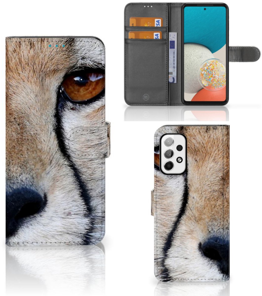 Samsung Galaxy A73 5G Telefoonhoesje met Pasjes Cheetah