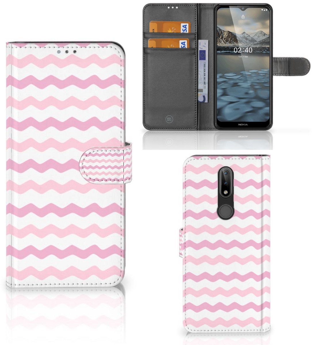 Nokia 2.4 Telefoon Hoesje Waves Roze