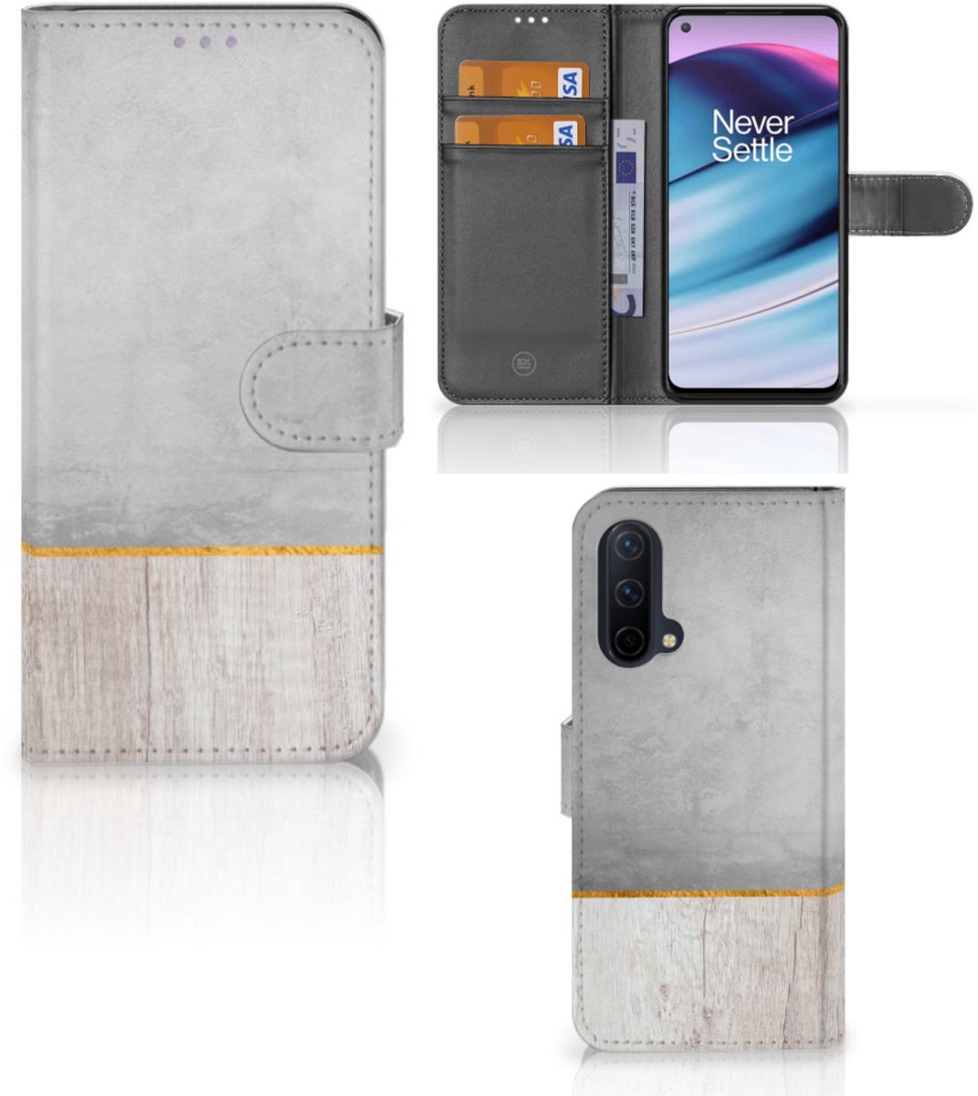 OnePlus Nord CE 5G Book Style Case Wood Concrete