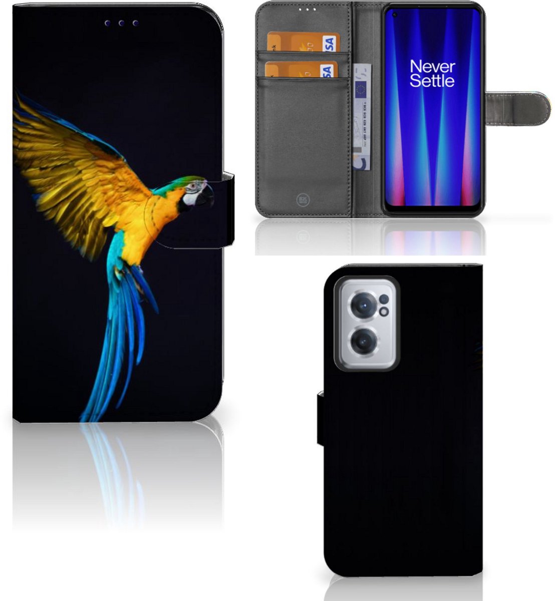 OnePlus Nord CE 2 Telefoonhoesje met Pasjes Papegaai