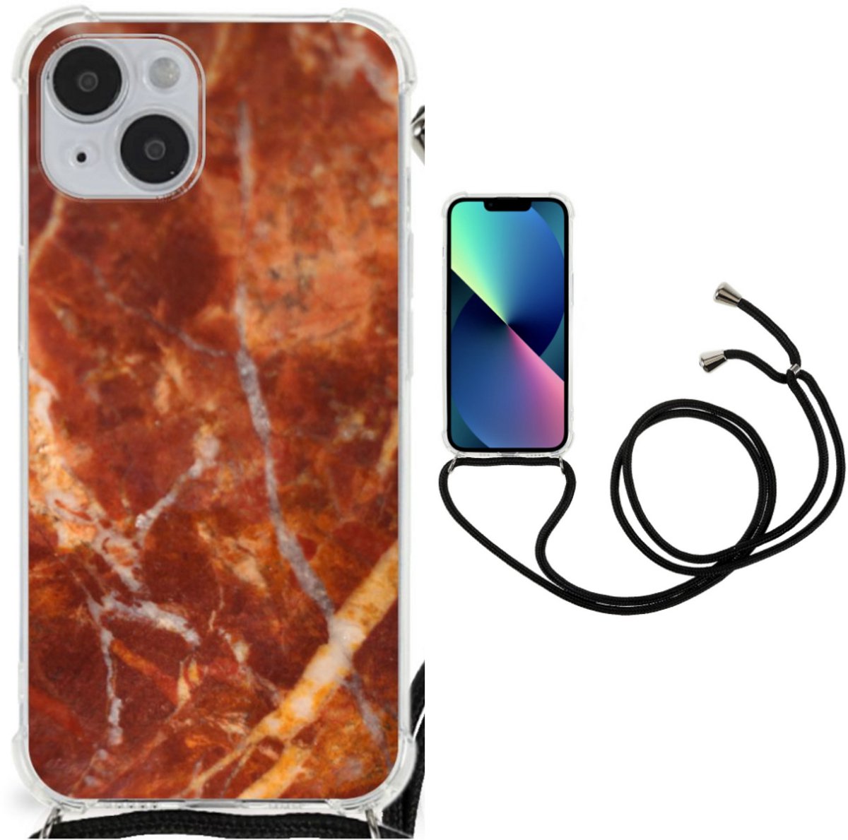 iPhone 14 Plus Anti-Shock Hoesje Marmer Bruin