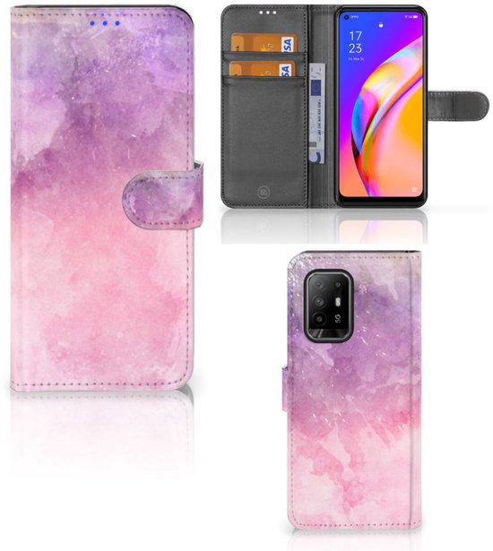 Coque Téléphone OPPO Reno5 Z | A94 5G Housse en Cuir Etui de Protection pour Peinture Rose Pourpre