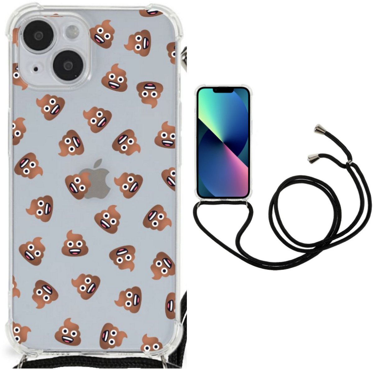 Doorzichtige Silicone Hoesje voor iPhone 14 Plus Poep Emojis