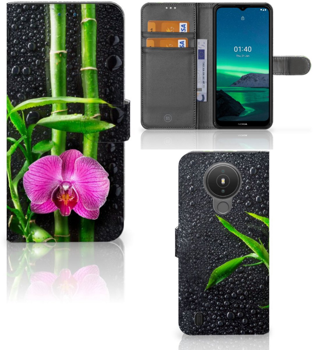 Boekhoesje voor Nokia 1.4 Hoesje Orchidee