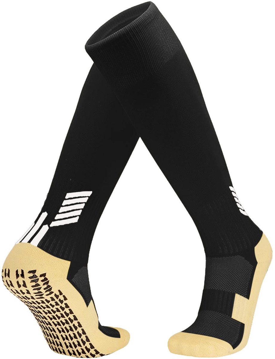 Allecto - - Voetbalsokken - Sportieve sokken voor training - Zwart - Comfortabele steun - Ideaal voor voetbal en hardlopen - Geschikt voor alle leeft.