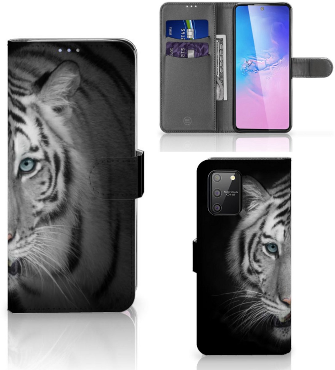 Samsung S10 Lite Telefoonhoesje met Pasjes Tijger