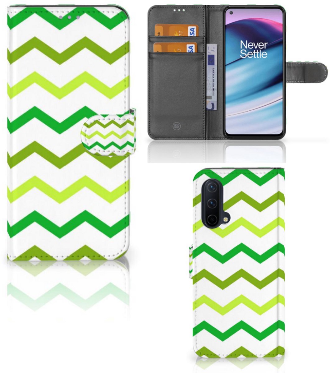 OnePlus Nord CE 5G Telefoon Hoesje Zigzag Groen