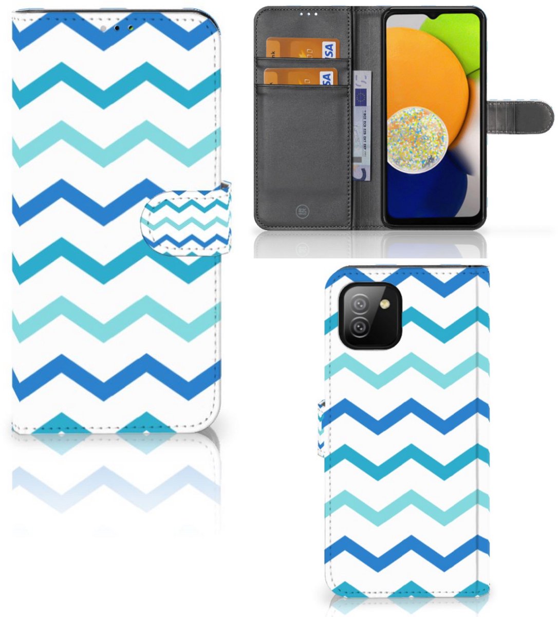 Samsung Galaxy A03 Telefoon Hoesje Zigzag Blauw
