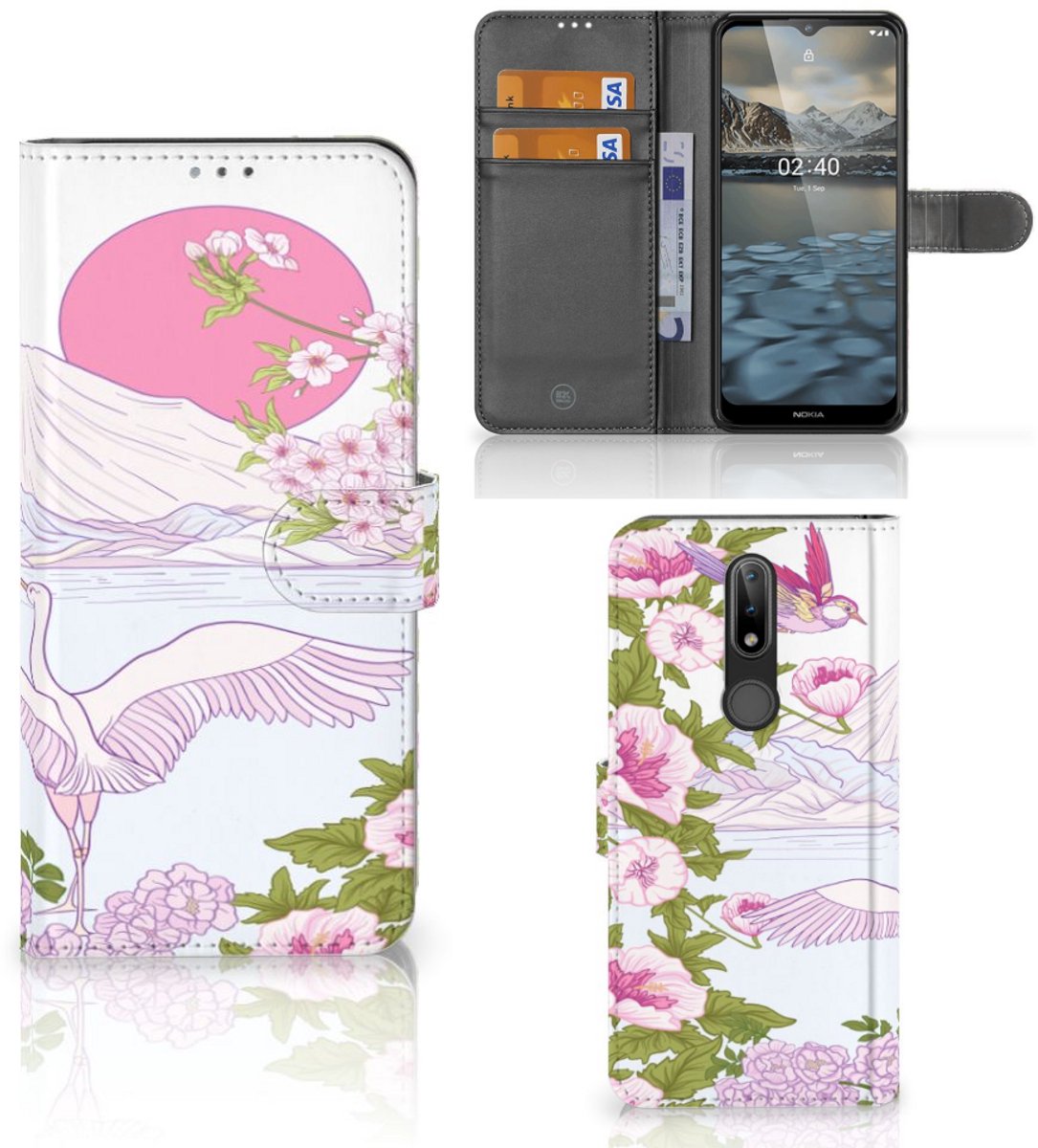Nokia 2.4 Telefoonhoesje met Pasjes Bird Standing