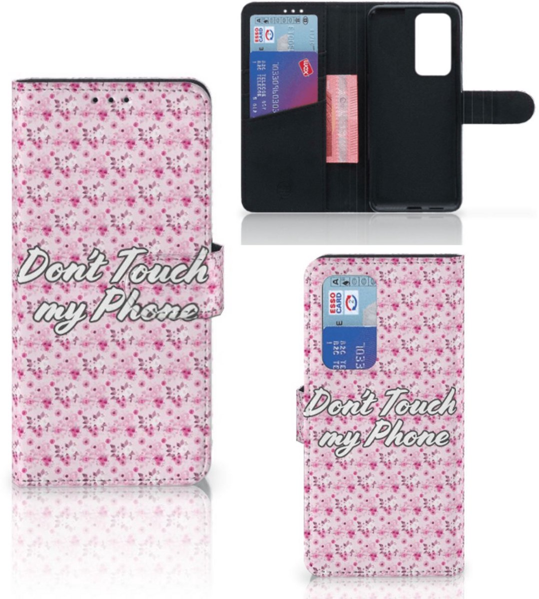 Huawei P40 Pro Portemonnee Hoesje Flowers Pink DTMP