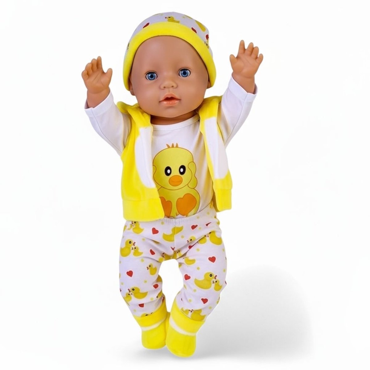 Poppenkleertjes voor babypop 43 cm - Gele eend set - In cadeauzakje - Poppenkleding geschikt voor o.a. Baby Born pop