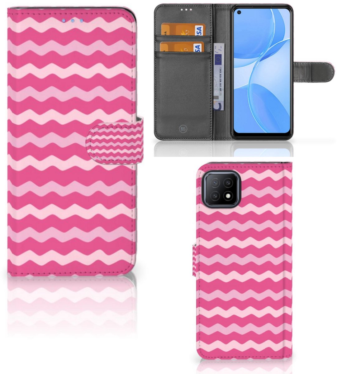 OPPO A73 5G Telefoon Hoesje Waves Pink