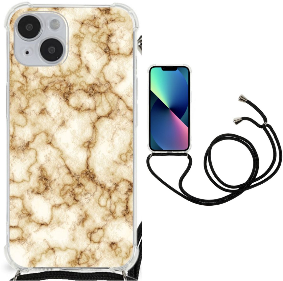 iPhone 14 Plus Anti-Shock Hoesje Marmer Goud
