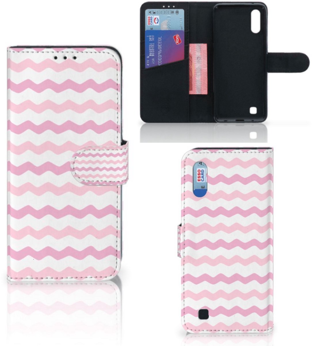 Book Case voor Samsung Galaxy M10 Telefoon Hoesje Waves Roze