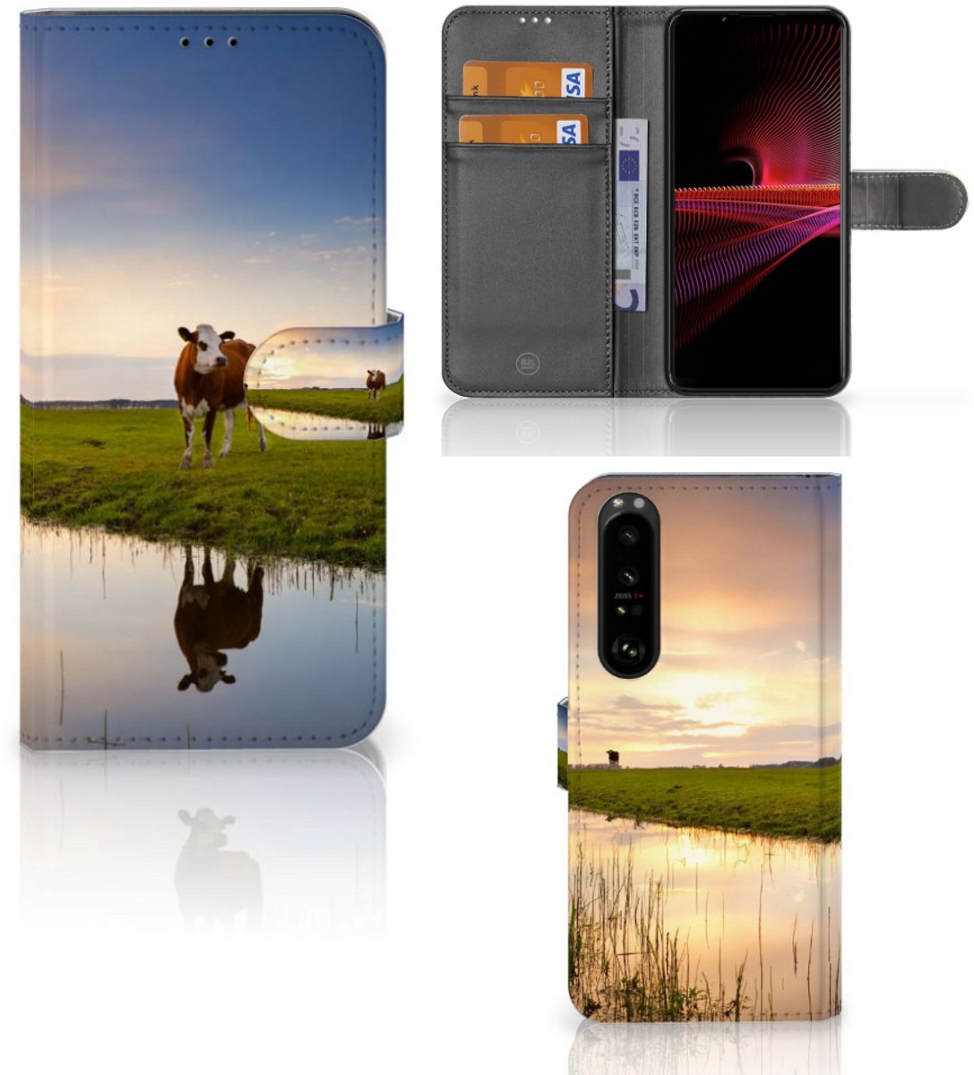 Sony Xperia 1 III Telefoonhoesje met Pasjes Koe